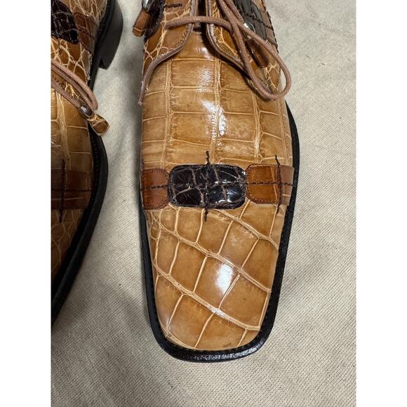 David Eden Shoes Mens Size 9 Brown Atlas Genuine Alligator Lace Up Square Toe main image 9